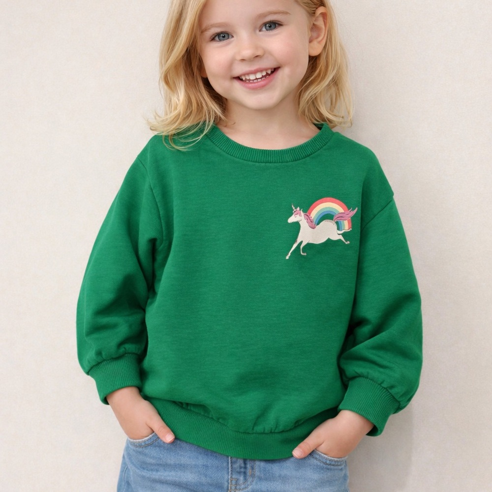 • Mini Boden • Girls Unicorn Rainbow Sweatshirt Green
3-4 Good Condition